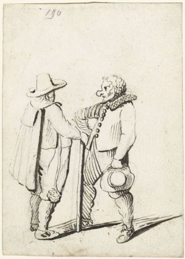 Man in a cape talking to a comedian (?)