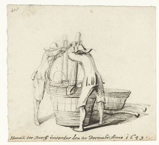 Two Men Beating Laundry in a Barrel