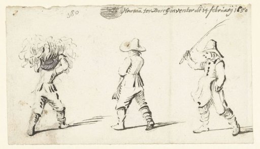 Study sheet with three walking figures