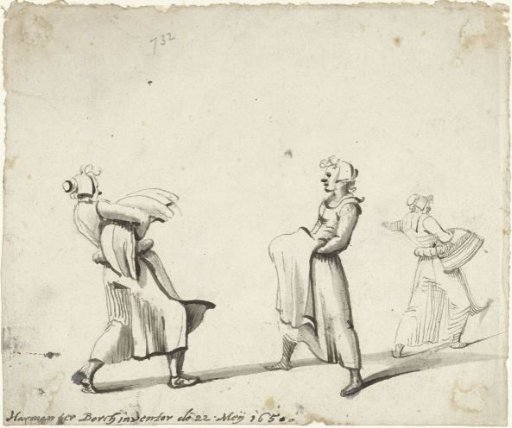 Study sheet with three walking women