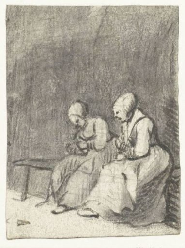 Two Women Seated on a Bench