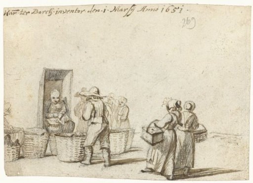 Vegetable Sellers and Buyers, from the Front
