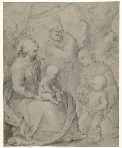 Heilige familie met Elizabeth en Johannes de Doper