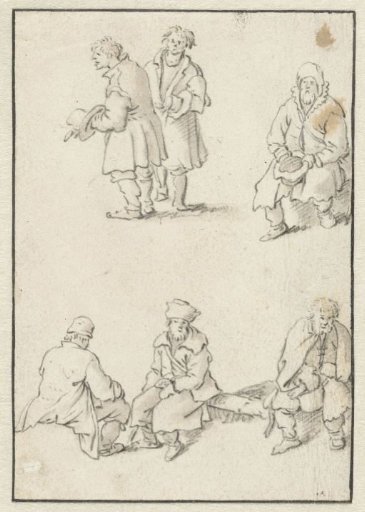 Two standing and four sitting men