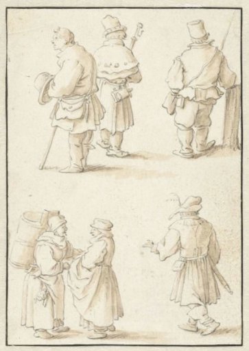 Two market women and four men