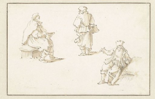 Two seated men and a standing man