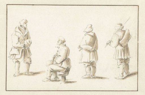 One seated and three standing men