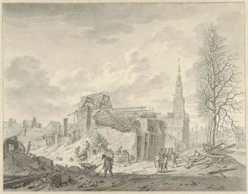 View of the Rapenburg in Leiden after the Gunpowder Disaster of 12 January 1807