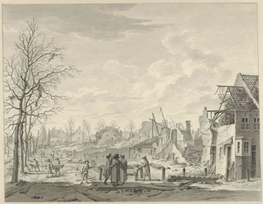 View of the Rapenburg in Leiden after the Gunpowder Disaster of 12 January 1807