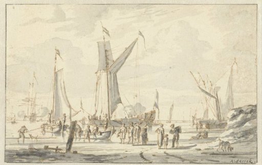 Rowing boats and a ship