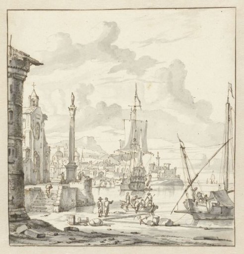 Italian harbour with fantasy architecture