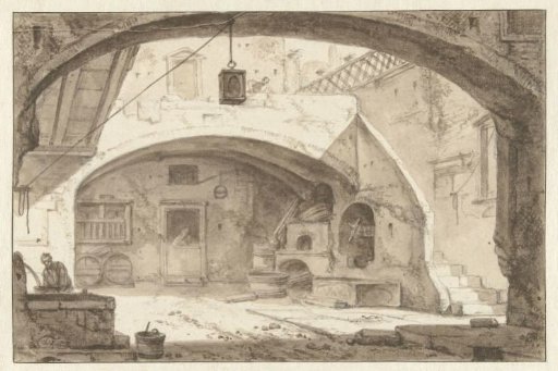 Italian courtyard with a bakery