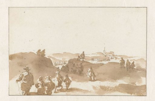Two sketches of people in the dunes near Scheveningen