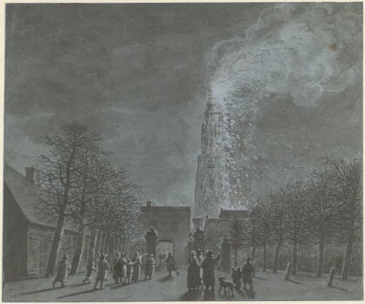Fire in the church tower at Amersfoort