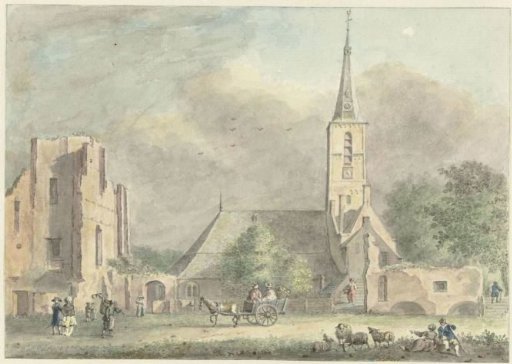 Church and ruins of the abbey in Rijnsburg