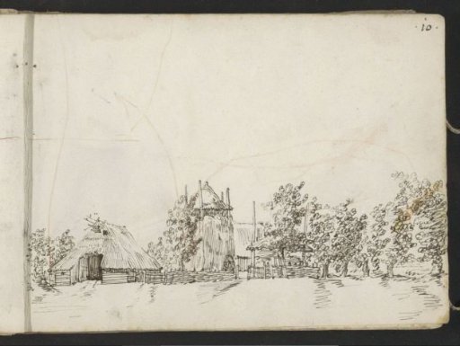 Farmhouse with hay barn and orchard outside Zwolle