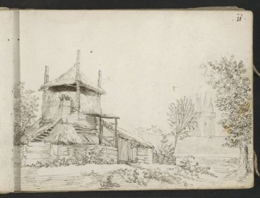 Barn with the De Sassenpoort in Zwolle in the background