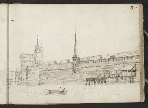 City wall in Zwolle along the Zwarte Water, near the Diezerbuitenpoort