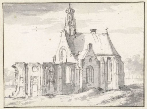 View of the Ruins of the Nave of the Church in Bergen, Noord-Holland