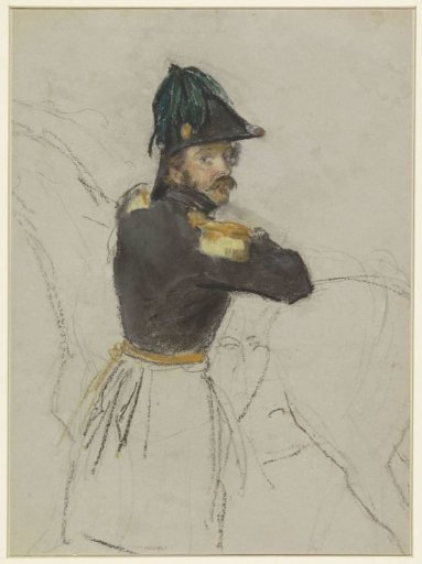 Portrait of an officer, seen from the back