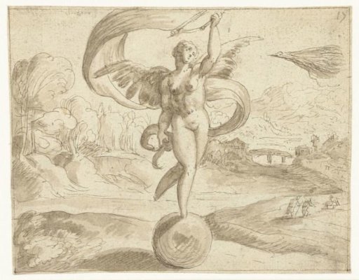 Fortune without feet, standing on a sphere