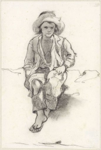 Study of a seated boy, from the front