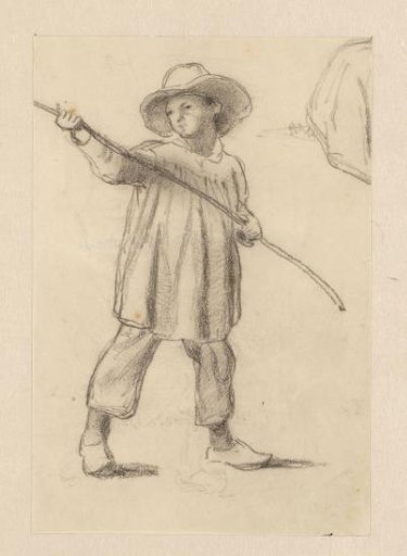 Study of a standing boy with a stick and a hat