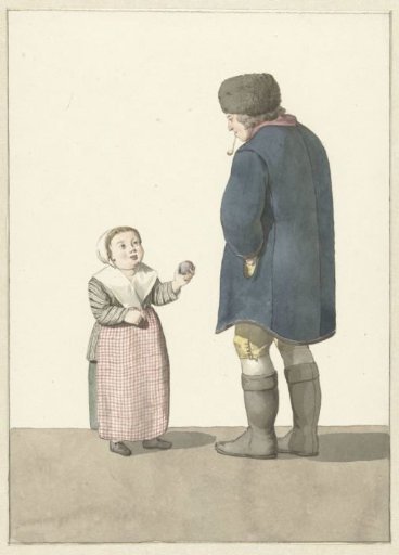 Girl with ball standing in front of a man