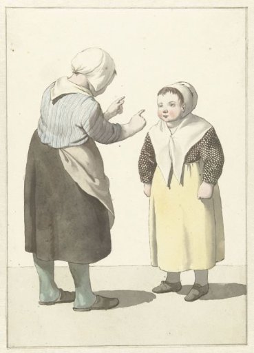 Two girls standing opposite each other