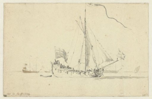 A ship sailing to the right