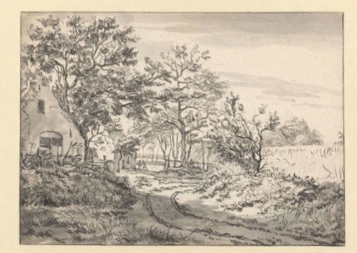 Landscape with a Country Lane beside a Cottage and a Cornfield at the Right