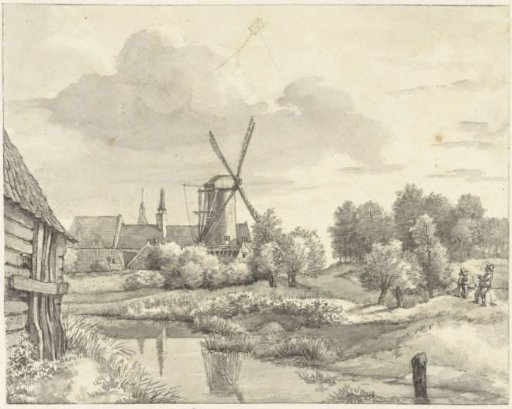 Two Boys with a Kite near the Ramparts of Haarlem