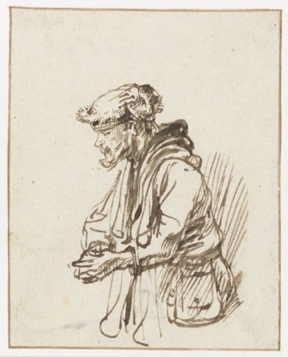 Standing Man with a Bag Seen from the Side
