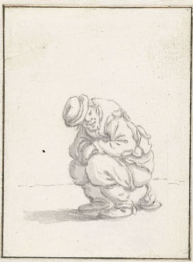 A man squatting to relieve himself