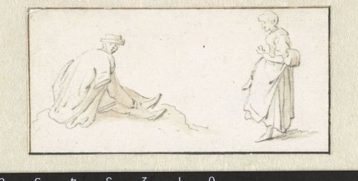 Sitting man and a standing woman