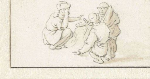 Three crouching men