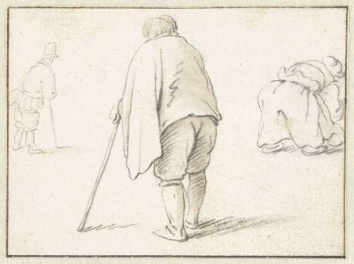 Standing man with a stick