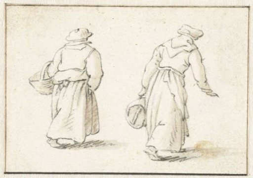 Two walking women, seen from behind