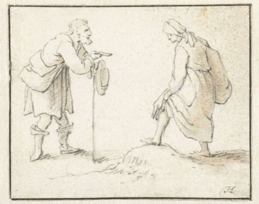 Standing man and woman, in conversation with each other