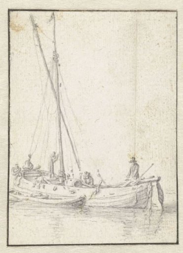 Ship with a man at the helm