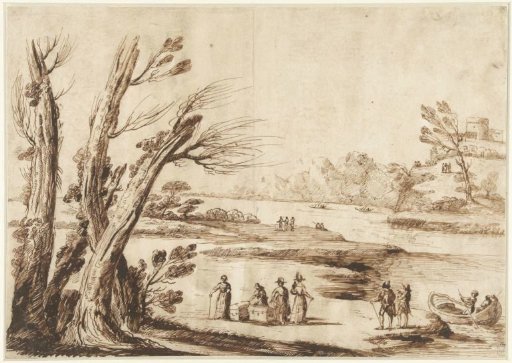 River Landscape with Travellers with Trunks