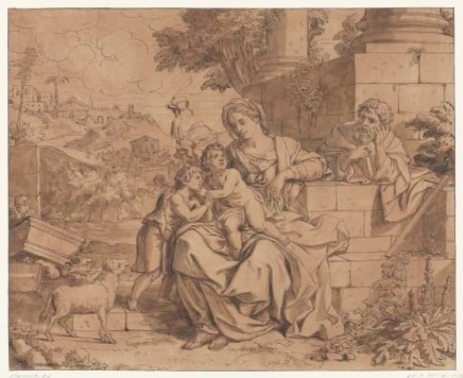 Holy Family near a ruin