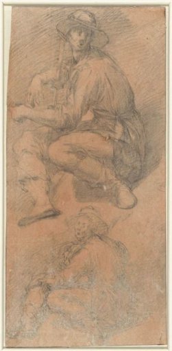 Two figure studies of a seated man