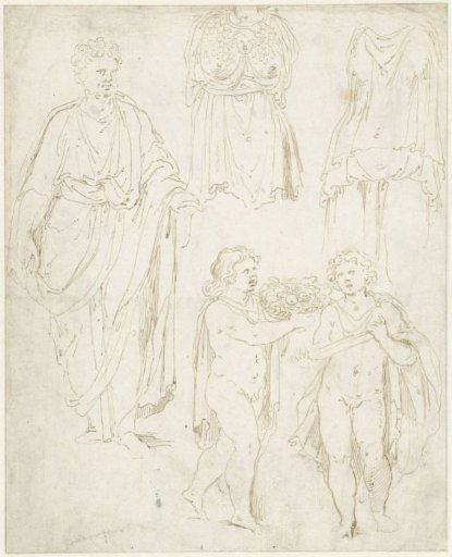 Man en-face, Two Naked Children and a Minerva Bust