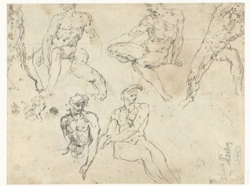 Studies of seated nude men, the Ignudi