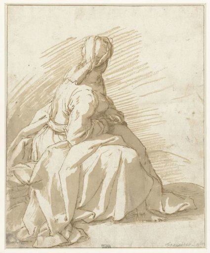 Seated woman, turned to the right and looking back