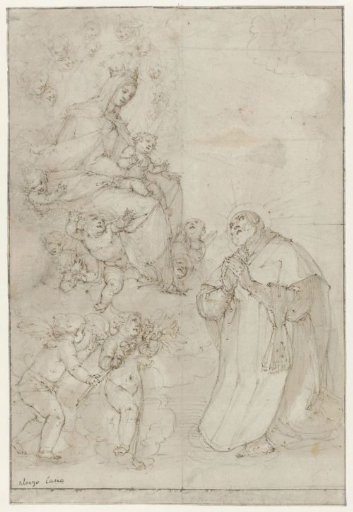 St. Philip Neri kneeling in adoration before the Madonna