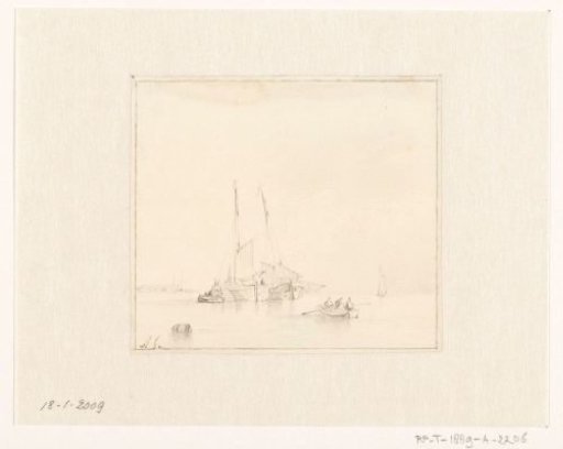 River landscape with several boats