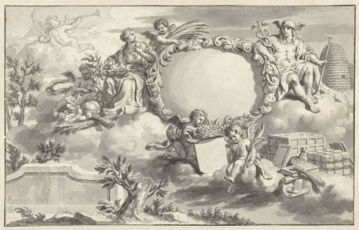 Allegorical Representation with Cartouches and Various Figures