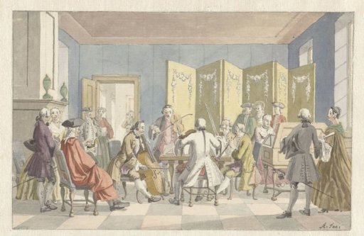 Interior with a musical company